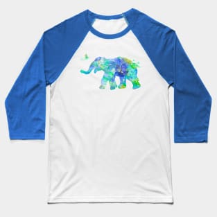 Blue Baby Elephant Watercolor Painting Baseball T-Shirt